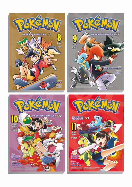 Der komplette Handlungsbogen Gold, Silber und Kristall 1 in einem günstigen Pack! Der Manga zum Videospielhit von Nintendo! Erlebe spannende, lustige und actionreiche Abenteuer in der Welt der Pokémon! Schließe dich unseren Heldinnen und Helden an, und begleite sie auf ihrem Weg nach ganz oben! Wer von den Games und der Animationsserie rund um Ash, Pikachu und all ihren Freunden nicht genug bekommen kann, ist hier genau richtig, denn diese Geschichten gibt es nur hier in Buchform! Das erwartet dich in diesem Sammelpack: In der Johto-Region bahnen sich für Pokémon-Trainer Gold und Silber neue Wege an! Werde Zeuge ihrer intensiven Rivalität und begleite Gold mit auf seine spektakuläre Reise durch Neuborkia! Zeitgleich beginnt eine neue Geschichte: Pokémon-Trainerin Kristall bricht auf um alle Arten von Pokémon in ihren Pokédex aufzunehmen, doch schon bald erwacht das legendäre Pokémon Suicune! Wird Kristall es fangen? Kommt es zu einem legendären Kampf? Und plötzlich taucht auch noch Team Rocket auf … Für Fans der Pokémon-Serie und Videospielen von Nintendo, Digimon und Palworld! Außerdem erhältlich: Pokémon Manga Pack 01: Rot, Grün, Blau Pokémon Manga Pack 02: Gelb Pokémon Manga Pack 04: Gold, Silber und Kristall 2 Pokémon Manga Pack 05: Rubin und Saphir 1 Pokémon Manga Pack 06: Rubin und Saphir 2 Pokémon Manga Pack 07: Feuerrot und Blattgrün Pokémon Manga Pack 08: Smaragd Pokémon Manga Pack 09: Diamant und Perl 1 Pokémon Manga Pack 10: Diamant und Perl 2 Pokémon Manga Pack 11: Diamant, Perl und Platinum Pokémon Manga Pack 12: Heartgold und Soulsilver Pokémon Manga Pack 13: Schwarz und Weiß 1 Pokémon Manga Pack 14: Schwarz und Weiß 2