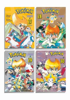 Der komplette Handlungsbogen Smaragd in einem günstigen Pack! Der Manga zum Videospielhit von Nintendo! Erlebe spannende, lustige und actionreiche Abenteuer in der Welt der Pokémon! Schließe dich unseren Heldinnen und Helden an, und begleite sie auf ihrem Weg nach ganz oben! Wer von den Games und der Animationsserie rund um Ash, Pikachu und all ihren Freunden nicht genug bekommen kann, ist hier genau richtig, denn diese Geschichten gibt es nur hier in Buchform! Das erwartet dich in diesem Sammelpack: Die endlich zu Ruhe gekommene Hoenn-Region eröffnet ihre Kampfzone und der junge Pokémon-Trainer Smaragd macht es sich zur Aufgabe, alle Kampfkoryphäen der Anlage zu besiegen! Als eine dunkle Gestalt in die Anlage eindringt, mit dem Ziel, Jirachi, das Wünscher-Pokémon für seine dunklen Machenschaften zu fangen, nimmt Smaragd mit den ebenfalls eingetroffenen Rubin und Saphir die Verfolgung auf! Was Smaragd nicht wusste … dies würde noch ein schwerer Test für das Vertrauen in seine Pokémon werden … Für Fans der Pokémon-Serie und Videospielen von Nintendo, Digimon und Palworld! Außerdem erhältlich: Pokémon Manga Pack 01: Rot, Grün, Blau Pokémon Manga Pack 02: Gelb Pokémon Manga Pack 03: Gold, Silber und Kristall 1 Pokémon Manga Pack 04: Gold, Silber und Kristall 2 Pokémon Manga Pack 05: Rubin und Saphir 1 Pokémon Manga Pack 06: Rubin und Saphir 2 Pokémon Manga Pack 07: Feuerrot und Blattgrün Pokémon Manga Pack 09: Diamant und Perl 1 Pokémon Manga Pack 10: Diamant und Perl 2 Pokémon Manga Pack 11: Diamant, Perl und Platinum Pokémon Manga Pack 12: Heartgold und Soulsilver Pokémon Manga Pack 13: Schwarz und Weiß 1 Pokémon Manga Pack 14: Schwarz und Weiß 2