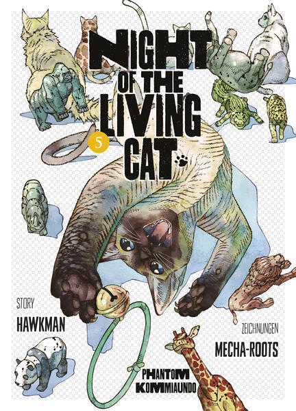 NIGHT OF THE LIVING CAT ist eine humorvolle und absurde Mangavariante der Zombie-Apokalypse! In dieser Story wird die Menschheit durch ein Virus in wilde, sabbernde und pelzige Bestien verwandelt: Katzen. Die wenigen menschlich gebliebenen Überlebenden müssen sich gegen die Katzenhorde zur Wehr setzen. Das erwartet dich in Band 5: Nachdem Wendelstein, die letzte Festung gegen die Katzengefahr, ihren ersten flauschigen Bewohner aufgenommen hat, treffen Kunagi und seine Gefährten unverhofft auf eine alte Freundin. Doch viel Zeit zum Feiern bleibt unseren Helden nicht, denn die bisher größte Bedrohung ist bereits im Anmarsch! Für alle die Katzen, Zombies oder gleich beides mögen!