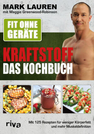 In seinem Buch Kraftstoff verriet Bestsellerautor und Fitnessguru Mark Lauren, welcher Ernährungsplan sein weltweit erfolgreiches Bodyweight-Training optimal unterstützt. Das Erfolgsgeheimnis sind verschiedene Kalorienzyklen, bei denen sich Wochen mit höherer und niedrigerer Kalorien- und Kohlenhydratzufuhr abwechseln. Dieses farbig bebilderte Kochbuch ist der perfekte Begleiter zu Kraftstoff und bietet 125 tolle Rezepte für alle Phasen der Zyklen und alle Mahlzeiten des Tages sowie Einkaufslisten und viele hilfreiche Tipps. Die Gerichte sind international, lecker und einfach zuzubereiten, sodass sie auch für Vielbeschäftigte, die ihren Körper mit dem besten Kraftstoff betanken wollen, geeignet sind - egal ob Mutter, Manager oder Leistungssportler. Piña-Colada-Proteinshake, Salat mit gegrilltem Gemüse, mediterranes Hühner-Kebap, grünes Thaicurry und Schokoladenbrownies ohne Mehl sind nur einige der innovativen Gerichte, die effizient dabei helfen, die Fettverbrennung und den Muskelaufbau zu maximieren. Manche Gerichte sind glutenfrei, vegetarisch, vegan, fettarm und kohlenhydratarm und jeweils so beschriftet.