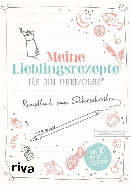 Endlich kommt Ordnung in die Zettelwirtschaft! In diesem Buch können Sie Ihre besten Rezepte für den Thermomix® eintragen und sammeln. Damit sind Ihre persönlichen Lieblingsrezepte immer sofort zur Hand und haben einen dekorativen Ehrenplatz in der Küche. Der Aufbau des Buches ist speziell für den Thermomix® ausgelegt. Das liebevoll gestaltete Kochbuch zum Selberschreiben bietet Platz für Ihre 100 liebsten Rezepte und enthält ein Inhaltsverzeichnis zum schnellen Stöbern und Wiederfinden. Zudem sind zehn Beispielrezepte zur Inspiration enthalten.