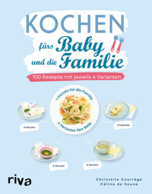 Nur noch einmal kochen: 1 Gericht für die Familie, 4 Varianten fürs Baby Für die ganze Familie zu kochen kann eine echte Herausforderung sein. Schließlich haben Erwachsene zumeist andere Essgewohnheiten als Kinder, Kleinkinder oder Babys. Die Autorinnen Christelle Courrège und Céline de Sousa haben in diesem Kochbuch ihre Erfahrungen und ihr Wissen für den perfekten Beikoststart und eine ausgewogene Ernährung zusammengetragen. In nur einem Arbeitsgang können Sie nun die gleiche Mahlzeit für die ganze Familie kochen. Von allen 100 vollwertigen Gerichten gibt es jeweils vier weitere Variationen, angepasst an die speziellen Bedürfnisse der Kleinsten: für Babys ab 4, 6, 8 und 12 Monaten. Die Gerichte sind saisonal, abwechslungsreich und schnell zubereitet. Zusammen mit zahlreichen Tipps und Infos zu den passenden Lebensmitteln für das erste Lebensjahr wird dieses Kochbuch zum unentbehrlichen Küchenhelfer für große und kleine Feinschmecker.