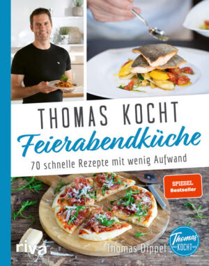 Unter der Woche stressfrei und trotzdem lecker kochen - das funktioniert! Der Profikoch Thomas Dippel vom YouTube-Kanal Thomas kocht verrät dir in diesem Buch seine 70 Top-Rezepte für den entspannten Feierabend. Die Gerichte sind schnell und einfach zubereitet, benötigen nur wenige Zutaten und lassen sich deshalb problemlos in deinen Alltag integrieren. Orientalische Köfte, Garnelen in Knoblauch-Chili-Öl, Veggie-Burger oder süßer Kürbis mit Ahornsirup machen die Feierabendküche zu einem Genuss.