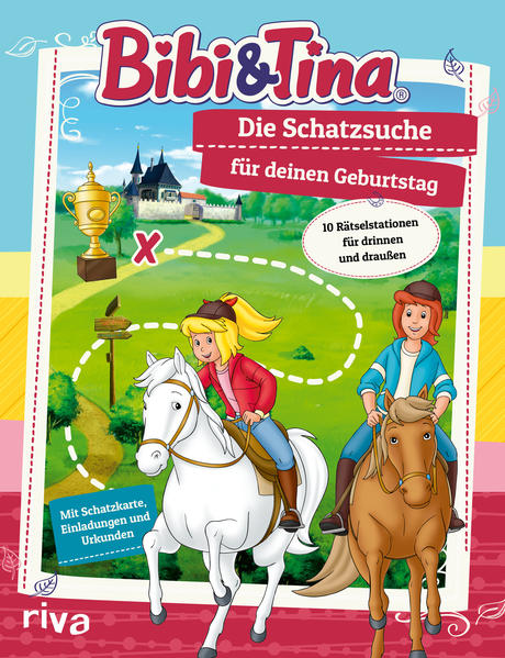 Auf Schatzsuche mit Bibi und Tina Bibi und Tina sind ganz aufgeregt! Bei einem Ausritt zur Alten Mühle haben sie eine Schatzkarte gefunden! Doch um zu erfahren, wo der Schatz versteckt ist, müssen sie verschiedene Rätsel lösen. Dabei benötigen sie jede Hilfe, die sie kriegen können. Dieses Buch versammelt alles, was du für die Planung und Durchführung einer außergewöhnlichen Schatzsuche benötigst. Neben zehn abwechslungsreichen Rätseln zum Ausschneiden und Verstecken enthält es eine spannende Einleitungsgeschichte, eine Schatzkarte und Einladungen und Urkunden für bis zu acht Kinder. Ob drinnen oder draußen, bei einem Kindergeburtstag oder einem Spielenachmittag diese Schatzsuche bringt Bibi & Tina- Fans ab sechs Jahren einen Riesenspaß.