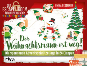 Weihnachten retten in 24 spannenden Rätseln Die Wichtel Tomte, Mette und Nils freuen sich: Weihnachten steht vor der Tür - endlich beginnt wieder die schöne Zeit des Geschenke-Einpackens mit Plätzchen und Punsch. Doch am Vorabend des 1. Dezembers machen sie eine beunruhigende Entdeckung: Der Weihnachtsmann ist verschwunden! Die Wichtel müssen ihn so schnell wie möglich wiederfinden, um das Weihnachtsfest zu retten. Dieser spannende Escape-Room-Schnitzeljagd-Adventskalender bietet 24 Tage lang abwechslungsreichen Rätselspaß mit Quizfragen, Suchbildern und Denkspielen. Die Aufgaben erfordern cleveres Kombinationsgeschick und sind ein Spaß für die ganze Familie. Tag für Tag darf ein Türchen aufgetrennt werden, hinter dem sich ein Teil der spannenden Geschichte sowie ein Rätsel verbirgt. Als Extra-Überraschung enthält der Adventskalender ein Puzzle in 24 Teilen, das bis Heilig Abend zusammengesetzt werden kann.