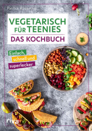 Werde zum Veggie-Profi! Dieses Kochbuch zeigt, wie vielfältig fleischlose Gerichte sein können. 60 schnelle und unkomplizierte Rezeptideen mit Gemüse, Tofu, Fleischersatz und mehr begeistern nicht nur Familie und Freund*innen, sondern sorgen auch für jede Menge Spaß beim Kochen. Ob leckeres Comfort Food wie herzhafte Burger, bunte Wraps und kreative Bowls oder trendige Frühstücksideen wie Overnight Oats - hier finden alle Teenies ihr neues Lieblingsrezept!