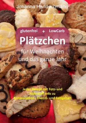 Das Mini Backbuch enthält glutenfreie Plätzchenrezepte die zusätzlich konsequent als LowCarb-Rezepte wenig Kohlenhydrate enthalten. Die Rezepte passen für Weihnachten und das ganze Jahr. Jedes Rezept mit Foto und Nährstoff-Info zu Kohlenhydrat-, Eiweiß- und Fettgehalt. Einfach zuzubereiten. Alle Rezepte von der Autorin mehrfach geprüft. Produktinformationen zu LowCarb-Backzutaten: Erythrit, Kokosblütenzucker, Nuss- und Samenmehle, z.B. Mandelmehl.