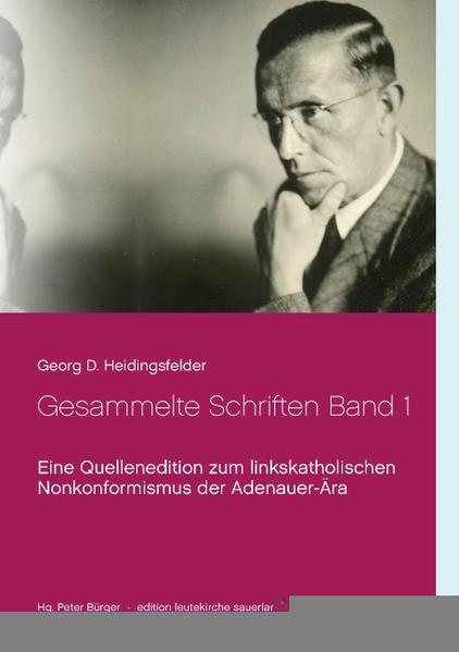 Vor einem halben Jahrhundert starb im Sauerland der Publizist Georg D. Heidingsfelder (1899-1967), der während der Adenauer-Ära 1949-1963 als linkskatholischer Nonkonformist und Mitstreiter Reinhold Schneiders in Erscheinung getreten ist. Ein Artikel aus seiner Schreibwerkstatt, veröffentlicht Mitte Juni 1953, zog eine zweimalige Vernehmung bei der Kripo wegen "Staatsgefährdung" und "Beleidigung des Bundeskanzlers" nach sich. Heidingsfelders Kernthemen sind die Soziale Frage, die Auseinandersetzung mit dem deutschen Faschismus und der Frieden. Seine Ablehnung von Militarismus, Wiederbewaffnung, Wehrpflicht und Atombombentheologie fällt kompromisslos aus. Zuletzt konnte er fast nur noch in Blättern veröffentlichen, die als "kryptokommunistisch" galten. Die Verweigerung gegenüber der katholischen Einheitsfront führte zu große Anfeindungen im eigenen kirchlichen Milieu. Der brotlos gewordene Schriftsteller versuchte schließlich, als Fabrikarbeiter seine Familie zu ernähren. Die hier in zwei Bänden vorgelegte Ausgabe der Gesammelten Schriften G. D. Heidingsfelders ist ein Beitrag zum Projekt "Friedenslandschaft Sauerland" und auch eine bedeutsame Quellenedition zur Erforschung des linkskatholischen Widerspruchs während der restaurativen Adenauer-Ära.