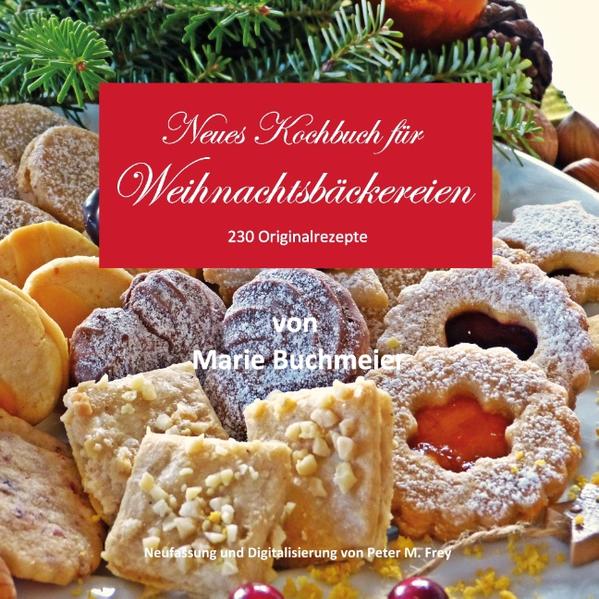 Aus dem Vorwort: Im vorliegenden Werkchen hat die Verfasserin eine große Anzahl von verschiedenen guten Originalrezepten über Weihnachts- und Teebäckereien usw. zusammengestellt. Möge das Büchlein unter den werten Hausfrauen und Köchinnen weite Verbreitung finden. Bei der Bereitung möge man sich die Mühe nicht verdrießen lassen, den Teig zu den Bäckereien so lange gut abzuarbeiten, bis er fein wird, und auch Zucker und Eier schaumig zu rühren (man rührt nicht leicht zu lange), denn gerade davon hängt das gute Gelingen der Bäckereien ab. Es ist immer ein großer Nutzen daran, weil man dadurch mehr Teig gewinnt. Ich garantiere, dass, wenn meine Ratschläge befolgt werden, die Rezepte auch gelingen. Marie Buchmeier.