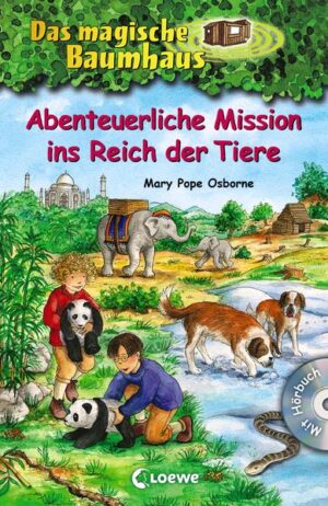 Pinguin Penny wurde versteinert! Um den Bann zu brechen, begeben Anne und Philipp sich auf die Suche nach vier magischen Schätzen und reisen mit dem Baumhaus in aufregende Tierwelten. In Indien, ihrem ersten Ziel, treffen sie auf einen liebenswerten Elefanten und eine gefährliche Königskobra. In den Schweizer Alpen erleben sie ein aufregendes Abenteuer inmitten von Bernhardinern und reisen von dort aus nach Amerika. Zwischen Kühen und Pferden müssen sie hier den Präsidenten Abraham Lincoln finden. Ihre letzte Mission führt die beiden schließlich nach China, zu kleinen Panda-Babys. Dieser Sammelband enthält die Einzelbände: „Das Gift der Königskobra" (Bd. 43) „Lawinenhunde im Schneesturm“ (Bd. 44) „Die Feder der Macht“ (Bd. 45) „Pandas in großer Gefahr“ (Bd. 46) Die beigefügte Hörbuch-CD zum Band 46 macht diesen Sammelband zu einem Leseerlebnis der besonderen Art. Die beliebte Kinderbuch-Reihe von Bestsellerautorin Mary Pope Osborne! Die Geschwister Anne und Philipp reisen mit dem magischen Baumhaus durch die Zeit. Sie erleben spannende Abenteuer, entdecken ferne Länder und lernen viele berühmte Persönlichkeiten kennen. Alle Sammelbände der Erfolgsreihe sind bei Antolin gelistet.