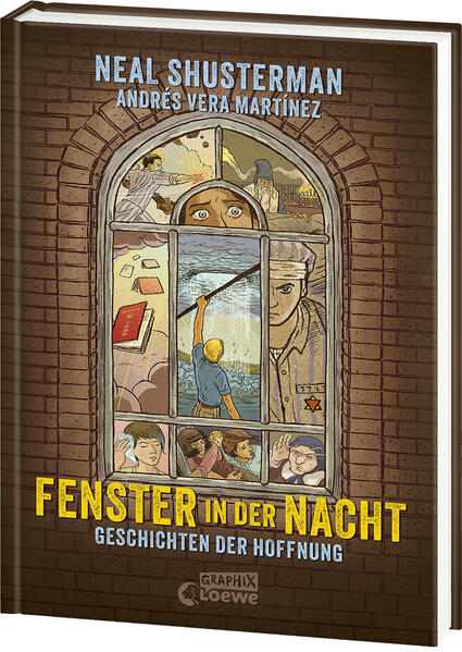 Das Buch ist bei deiner Buchhandlung vor Ort und bei vielen Online-Buchshops erhältlich! Man sagt: Wenn eine Tür geschlossen wird, dann öffnet sich ein Fenster! Ein Fenster führt in Welten jenseits des Terrors. Ein Held aus Asche bewahrt Unzählige vor den Gaskammern. Die Macht der Märchen begegnet den Mächten des Bösen . Der Stab des Moses führt Tausende in die Freiheit. Wie es hätte sein können … Eine ergreifende Graphic Novel über die Hoffnung im Holocaust Neal Shusterman, Gewinner des National Book Awards, erzählt fünf Geschichten über die Shoah. Er erzählt von Träumen, wo träumen nicht mehr möglich ist, und lässt Augenblicke echten menschlichen Mitgefühls aufleuchten. Denn die Kraft der Vorstellung ist unser mächtigstes Werkzeug für die Zukunft, auch wenn wir die Vergangenheit nicht ändern können. In einer Zeit des wiederauflebenden Antisemitismus setzt der Bestsellerautor, der selbst jüdischer Abstammung ist, ein Zeichen gegen Hass und Gewalt. Die bewegendste Graphic Novel über den Holocaust seit Art Spiegelmans Maus.