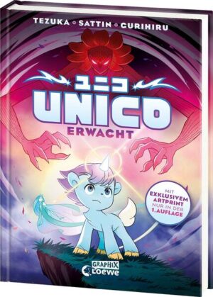 Unico ist einzigartig. Das kleine Einhorn Unico hat die Gabe, die Menschen auf der Welt glücklich zu machen. Doch das erregt die Eifersucht der Göttin Venus. Zornig verbannt sie ihn aus dem Himmel und befiehlt dem Westwind, Unico durch Raum und Zeit zu tragen, bis er vergessen hat, wer er einst war. Aber Westwind hat Mitleid und bringt Unico zu den Menschen. Diesmal erwacht Unico in einer fremden Großstadt, voller Menschen und gefährlicher Autos. Er freundet sich mit der einfallsreichen Wachkatze Chloe an und gemeinsam finden sie Unterschlupf bei einer alten Frau. Aber es soll nicht lange dauern, bis Venus dem kleinen Einhorn erneut auf die Spur kommt … Komm doch mit in Unicos fantastische Welt! Unico erwacht ist das bahnbrechende Remake der beliebten Animeund Manga-Serie von Astro Boy-Schöpfer Osamu Tezuka. Neu erzählt von dem Eisner-nominierten Autor Samuel Sattin und faszinierend illustriert von dem Eisner-prämierten Zeichnerteam Gurihiru ist Unico nicht nur eine elegante Verbeugung vor dem Gott des Manga Tezuka, sondern ein Riesenspaß für kleine Manga-Fans ab 8 Jahren.