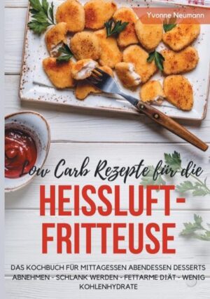 Abnehmen auf die gesunde Art! Gerichte mit der Heißluftfritteuse sind genau das Richtige, wenn man sich gesundheitsbewusst ernähren möchte. Denn sie werden mit zirkulierender, heißer Luft und fast fettfrei zubereitet. Low Carb Zutaten sorgen zusätzlich für eine schlanke Linie und für ein Minimum an Kohlenhydraten. Genießen Sie leckere Pommes, köstliche Hauptgerichte und leichte Desserts mit dem multifunktionalen Küchenhelfer. Die Rezepte in diesem Kochbuch sind alltagstauglich und enthalten detaillierte Angaben zu Kohlenhydraten und Kalorien. Inhaltsverzeichnis: Low Carb Mittagessen Rezepte: Mozzarella-Hackbällchen Exotischer Putenspieß Bärlauch-Champignon Zucchini Prosciutto Fischfrikadellen mit Meerrettich-Quark Chicken-Nuggets mit Tomaten-Chilisoße Apfel-Kaiserschmarrn Petersilienwurzel-Pommes mit Sour Cream Paprika gefüllt mit Tomaten und Hüttenkäse Orientalische Spargelpäckchen Gemüseröstis mit Avocadocreme Low Carb Abendessen Rezepte: Kohlrabi Cordon bleu Low Carb Lasagne Brokkoliauflauf mit Putenschinken Blumenkohl-Frittata mit Speck Hähnchenkeule in Curry-Senf-Marinade und Tomaten-Basilikum-Dip Thunfisch-Burger Kürbis-Speck-Flammkuchen Überbackene Aubergine Bunter Gemüseauflauf Topinambur-Gratin Feurige Spitzpaprika gefüllt mit Schafskäse Low Carb Desserts Rezepte: Himbeer-Pancakes Glasierte Erdbeerkrapfen Mini-Cheesecake aus der Tasse