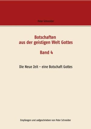 Wer ist Gott? In diesem Buch erfahren sie es, denn Gott definiert sich selbst. Ein revolutionäres Buch. Wer dieses Buch liest, der wird erfahren und erkennen, dass Gott eingreifen muss, um die Vernichtung der Menschheit zu verhindern. Gott sagt uns: Das ist der 4. Band der Botschaften Gottes, die euch der Autor vorlegt. Damit wird eine richtige, ohne Umschweife inbegriffene Darstellung der Neuen Zeit vorgenommen. Was ihr über eure Zukunft wissen müsst, ist in diesem Buch enthalten. Ihr erfahrt sowohl etwas über euer innerstes Sein als auch Vieles über die Veränderungen in der Gesellschaft. Die Neue Zeit kommt im Gefolge der Vernichtung der Mächte der Finsternis. Es wird zum ersten Mal in der Geschichte der Menschheit eine Zeit anbrechen, wo Geldgier und Macht vollkommen aus dem Leben der Menschen verschwunden sein werden. Damit verschwinden auch die vielen Kriege, der Hunger und die geistige Unterdrückung aus dem Leben der Menschen. Wer sich mit Gott verbindet und das Gebet Gottes als seine geistige Heimat erkannt hat, der ist geschützt und von Gott geführt. Alle Menschen, die voller Liebe und Nächstenliebe an der Umgestaltung mitwirken, werden ihr Leben grundlegend zum Guten verändern. Lest die Botschaft Gottes mit Demut und Hingabe. Gott ist euer Begleiter auf dem Weg in die Neue Zeit.