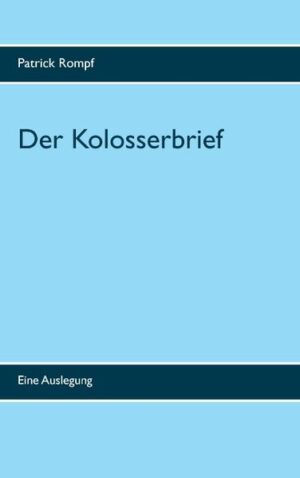 Kein anderer Brief des Apostels Paulus rühmt die Weisheit Gottes in dem Herrn Jesus Christus so ausdrucksstark und präzise wie der Kolosserbrief. Er will seine Leser in die von Licht umgebene, gnadenreiche Herrlichkeit Gottes leiten, die in Jesus Christus auf Ewigkeit rundum von dem allmächtigen Gott besiegelt wurde, der mit dem Band der Vollkommenheit Kosmos und Gemeinde vereint.