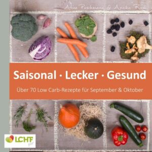 Low Carb High Fat - dahinter steckt eine einfache Formel: viel kohlenhydratarmes Gemüse, eine normale Menge Protein und eine gesunde Portion Fett. Gleichzeitig ist LCHF gluten- und zuckerfrei, außerdem frei von Zusatzstoffen. Gut für Ihre Gesundheit, super für Ihre Figur! Aber ist LCHF auch lecker? Mit dieser Kochbuch-Serie wird der Beweis angetreten: LCHF schmeckt! Entsprechend der Saison werden eine Fülle erprobter LCHF-Rezepte geboten. Im September und Oktober erfreuen wir uns an der üppigen Erntezeit. Noch gibt es Frucht- und Blattgemüse in großartiger Vielfalt, aber auch Kürbis und Weißkohl kommt auf den Tisch. Es wird zudem Zeit, erste Vorräte für den Winter anzulegen. LCHF pur steht für Low Carb High Fat in seiner ursprünglichen Form. Ohne Schnickschnack und teure Ersatzprodukte. Pures, leckeres, gesundes Essen - das ist unsere Leidenschaft. Das vorliegende Kochbuch ist der vierte Band der Serie "LCHF pur: Saisonal. Lecker. Gesund". Bereits erschienen: LCHF pur: Saisonal. Lecker. Gesund Über 70 Rezepte für März & April ISBN 978-3-7431-3449-2 LCHF pur: Saisonal. Lecker. Gesund Über 70 Rezepte für Mai & Juni ISBN 978-3-7431-6720-9 LCHF pur: Saisonal. Lecker. Gesund Über 80 Low Carb-Rezepte für Juli & August ISBN 978-3-7448-5189-3