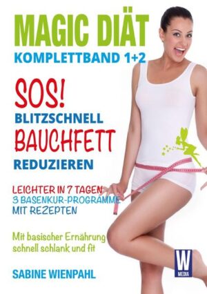 SOS! BLITZSCHNELL BAUCHFETT REDUZIEREN. Komplettband der Erfolgskur "MAGIC DIÄT" 1 und 2 - 3 x 7 Tage Basenkur-Programme mit Rezepten Leichter in nur 7 Tage. Die verschiedenen 7 Tage Basenkur-Programme unterstützen Sie dabei Ihren Körper effektiv zu entsäuern und dabei leicht Übergewicht zu reduzieren. Hartnäckige Fettdepots an Bauch, Hüfte und Oberschenkeln verschwinden, Sie fühlen sich täglich fitter und aktiver. Wohlbefinden und Vitalität hängen wesentlich von einem ausgewogenen Säure-Basen-Haushalt ab. Leistungsabfall, Gewichtszunahme, STillstand der Waage und nervöse Beschwerden können erste Anzeichen einer Übersäuerung sein. Hier hilft dieses Buch effektiv und schnell.