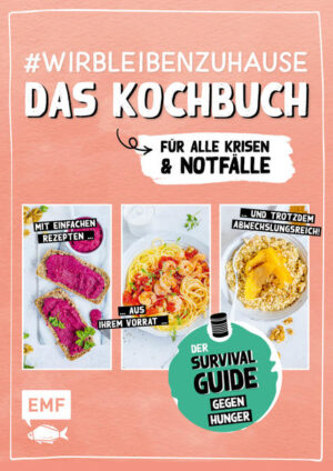 Keep calm and cook! Welche Rezepte lassen sich schnell und einfach zubereiten? Wie lagere ich Lebensmittel richtig? Was kann ich aus Vorräten kochen? Antwort auf alle diese Fragen und jede Menge Inspiration bietet "#wirbleibenzuhause". Egal ob Frühstück, Mittag- oder Abendessen, alle Rezepte sind sowohl für 2- als auch 4-Personen-Haushalte geeignet. Darüber hinaus gibt es hilfreiche Tipps, wie man z.B. Infektionen vorbeugen kann. Mit diesem Kochbuch behält man auch in absoluten Ausnahmezuständen einen kühlen Kopf!