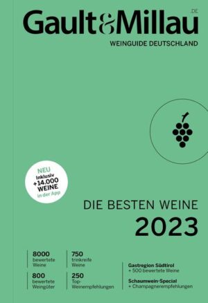 Unverzichtbar für alle Genießer*innen: Der Gault&Millau stellt die besten Weine Deutschlands vor Über 8000 verkostete Proben: Expert*innen empfehlen 800 verschiedene Weingüter mit Topweinen Extra: Mit einem Schaumwein-Special und Südtirol als Gastregion im Porträt