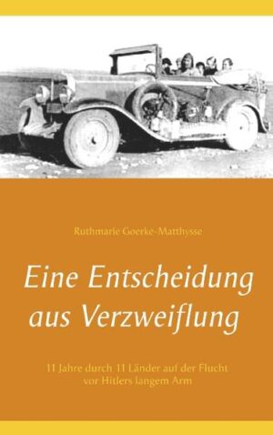 Ruthmarie Goerke-Mathysse, die heute als 90Jährige in Florida lebt, stammt aus einer ostpreußischen Familie. Sie erzählt hier ihre Lebensgeschichte. Diese beginnt damit, wie ihr Vater, der als Kommunist in Berlin von den Nazis mehrfach drangsaliert wurde, den Versuch unternimmt, mit Frau und vier Kindern 1937 aus Deutschland zu entkommen. Die unerwartet lange, harte Flucht führt durch Osteuropa, den Vorderen Orient und über Afrika bis nach Venezuela. Ruthmarie, die schon während der Flucht mit ihrer Sprachbegabung der Familie als Dolmetscherin von großem Nutzen ist, hat dadurch auch in Venezuela die besten Startmöglichkeiten. Später lernt sie ihren Mann kennen, einen Amerikaner, der als Kaufmann in Venezuela tätig ist, und sie bekommen drei Kinder. Nach 55 Jahren in Venezuela zieht sie als Witwe mit ihrer Tochter nach Florida, weil auch die anderen Kinder mit ihren Familien unterdessen in den Staaten leben.