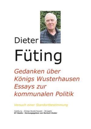 Gedanken über Königs Wusterhausen - Essays zur kommunalen Politik. Von Dieter Füting. Der Autor über sein Werk: "Ich möchte, dass Königs Wusterhausen, die Stadt des Großen Kurfürsten und späteren Königs Friederich Wilhelm I., eine lebenswerte Stadt wird. Es wäre besonders begrüßenswert, wenn Königs Wusterhausen, ausgehend von seiner Historie, einen kulturellen Anspruch an sich selbst entwickelt. Für mich bedeutet das, dass die alte Königsstadt wieder zu einem anspruchsvolleren gesellschaftlichen Leben findet. Dazu gäbe es viele Projekte. Die Impulse zu ihrer Revitalisierung müssten von den Menschen aus Königs Wusterhausen kommen. Sie werden nicht von außerhalb geleistet. Ich möchte als Einwohner dieser schönen Stadt dazu meinen Beitrag leisten.