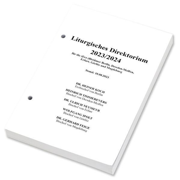 Das gemeinsame Direktorium 2024 der (Erz-)Bistümer Berlin, Dresden-Meißen, Erfurt, Görlitz und Magdeburg für die Messfeier und die Stundenliturgie. Dafür wurden in die von den deutschsprachigen liturgischen Instituten erarbeitete Vorlage die Eigenfeiern der einzelnen Diözesen mit ihren Besonderheiten eingefügt. Mit Einleitungen zu den Festzeiten, den liturgischen Lesungen des Tages, Vorschlägen für die Orationen, den monatlichen Gebetsanliegen des Papstes, Texten zu den Gedenktagen der neuen Heiligen u. v. m. • mit allen liturgischen Angaben • übersichtliches Layout • großzügiges Format • passende Ringmappe separat erhältlich