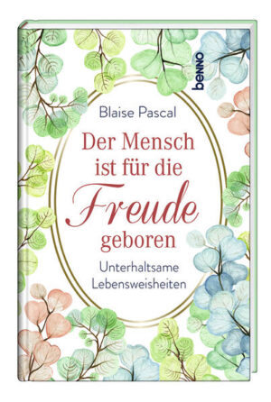 Der vor 400 Jahren geborene große Naturwissenschaftler und Philosoph Blaise Pascal schrieb über Glück, Liebe und Glaube - mit erstaunlicher Präzision und Aktualität. Seine unterhaltsamen Gedanken sind geprägt von Lebenserfahrung und Logik. Wie die Pascalsche Wette vereinen sie Herz und Verstand. Mit den hier versammelten Aphorismen lernen Sie den berühmten Mathematiker und Physiker von einer neuen Seite kennen! • aktuell zum 400. Geburtstag am 19. Juni 2023 • populäre und einprägsame Gedanken über das Leben • mit Natur-Aquarellen illustriert • inklusive umfangreich bebilderter Biografie