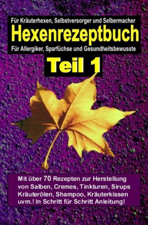 IDEAL für Kräuterhexen, Selbstversorger, Selbermacher, Allergiker, Sparfüchse und Gesundheitsbewusste! Dieses Buch gibt es auch als Ebook! Hexe Maria Hexenrezeptbuch Teil 1 Salben, Öle, Cremes, Tinkturen, Shampoos Für Kräuterhexen, Selbstversorger, Selbermacher, Allergiker, Sparfüchse und Gesundheitsbewusste! Mit über 70 Rezepten zur Herstellung von Salben, Cremes, Tinkturen, Shampoo, uvm, in einfacher Schritt für Schritt Anleitung. Ab jetzt kann es jede/r! Kleine Kurse, mit rund 70 Rezepten zur Herstellung von Salben, Cremes, Tinkturen, Shampoo, uvm... in Schritt für Schritt Anleitung! In diesem Buch wird in Schritt für Schritt Anleitung erklärt, wie man ganz einfach hochwertige Salben, Cremes, Tinkturen, Shampoo, Pesto, Sirup und sogar Kräuterkissen selber machen kann! Das erlernte Wissen kann direkt, anhand der Rezepte, in die Tat umgesetzt werden. Kennen Sie auch bereits die anderen 5 Rezeptbücher oder das "Komplette Buch der Schatten" wo alle 6 Teile in einem Buch sind?