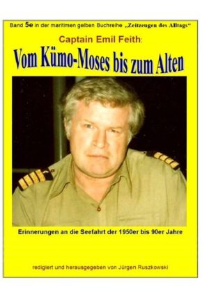 Die Memoiren des Captain E. Feith schildern sehr detailliert und farbig sein interessantes Lebens als Seemann: Beginn als 16jähriger „Moses“ auf einem Kümo vor dem Mast im Jahre 1952. Zuletzt Verantwortung als Kapitän eines 71.000-Tonnen-PanMax-Bulk-Carriers Mitte der 1990er Jahre. Jürgen Ruszkowski hält Captain E. Feiths Darstellung der Seefahrt der 1950er, 60er und 90er Jahre für so lebendig und typisch, dass er sie als fünften Band in seiner Reihe „Seemannsschicksale“ als zeitgeschichtliches Dokument einer breiteren maritim interessierten Öffentlichkeit zugänglich macht. Dieser Bericht spiegelt die harte und oft sehr gefahrvolle Wirklichkeit des Seemannsalltags an Bord und das vor prallem vitalem Leben strotzende Treiben in den Häfen der Welt wider. Er liest sich spannend und amüsant. - Aus Rezensionen: Ich bin immer wieder begeistert von der „maritimen gelben Buchreihe“. Die Bände reißen einen einfach mit und vermitteln einem das Gefühl, mitten in den Besatzungen der Schiffe zu sein. Inzwischen habe ich ca. 20 Bände erworben und freue mich immer wieder, wenn ein neues Buch erscheint. Oder: Sämtliche von Jürgen Ruszkowski aus Hamburg herausgegebene Bücher sind absolute Highlights. Dieser Band macht da keine Ausnahme. Sehr interessante und abwechselungsreiche Themen aus verschiedenen Zeitepochen, die mich von der ersten bis zur letzten Seite gefesselt haben! Man kann nur staunen, was der Mann in seinem Ruhestand schon veröffentlich hat. Alle Achtung!