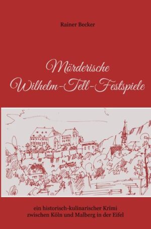 Mörderische Wilhelm-Tell-Festspiele ist eine spannende Reise in die Zeit von 1929 bis 1948 nach Köln-Mülheim und in die Eifel mit Ereignissen, Erfindungen und kulinarischen Köstlichkeiten aus dieser Zeit. Es ist eine Geschichte über die Folgen von zerstörerischem Neid der voller Missgunst steckt. Eifler Rezepte aus Dorf und Schloss in Malberg, ein Wörterbuch mit Übersetzung der kölschen und Malberger Dialogen befinden sich am Ende des Buches. Die Kapitel werden durch künstlerische Zeichnungen eingeleitet.