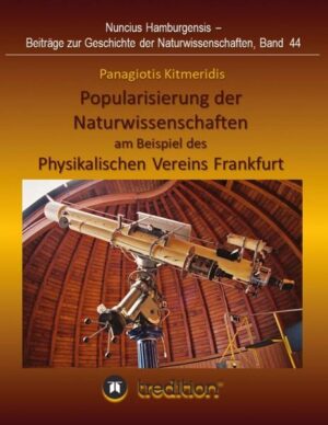 Das vorliegende Werk von Panagiotis Kitmeridis verbindet geschickt theoretische Überlegungen zur Entwicklung der Popularisierung mit gesellschaftlichen Zusammenhängen. Diskutiert wird die sich entwickelnde Wissenskultur, die wachsende Bildung breiterer Schichten in Zusammenhang mit dem Aufschwung der Naturwissenschaften und der Industriealisierung im 19. Jahrhundert in Deutschland. Im Zentrum steht neben der Senckenbergischen Naturforschenden Gesellschaft mit Museum (1817) der Physikalische Verein (1824) mit einem breiten Spektrum von Themen aus der Astronomie, Physik, Chemie, Technik, Meteorologie. 1877 wurde eine eigenständige Astronomische Abteilung gegründet. Seit 1907 gibt es die Sternwarte mit einem 8'' Refraktor. 1913 wurde ein wissenschaftliches Planeten-Institut zur Berechnung von Bahnen von Kleinplaneten ins Leben gerufen. Der lange Weg bis zur Gründung der Stiftungsuniversität Frankfurt (1912) mit fünf Fakultäten ohne Theologische Fakultät wird geschildert