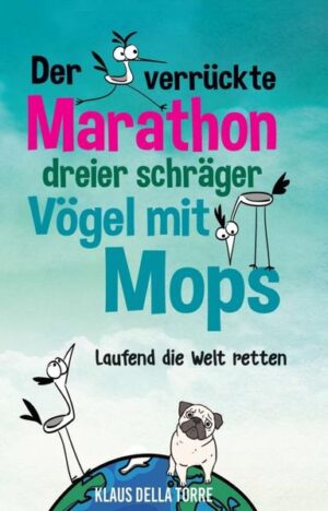 "Der verrückte Marathon dreier schräger Vögel mit Mops" erzählt die Geschichte dreier Freunde, die das erste Mal in Ihrem Leben einen Marathon laufen, und zwar in Florenz. Dass sie diese Reise über ein italienisches Gefängnis nach Russland, Japan und schließlich in die Vereinigten Staaten führt, hätten sie sich niemals gedacht. Sagenhafte sechsundzwanzig Lebensweisheiten werden dem Leser dieses Buches nahe gebracht. Die wichtigsten drei sind: 1. Möpse sind sehr intelligent und oft unterschätzt! 2. Hühner sind sehr gesellig und hervorragende Beifahrer! 3. Abschiedsbriefe sollte man erst nach dem tatsächlichen Ableben schreiben! Die vierte der drei Lebensweisheiten lautet: Vom Heimlich-Manöver kann man Rückenschmerzen bekommen!