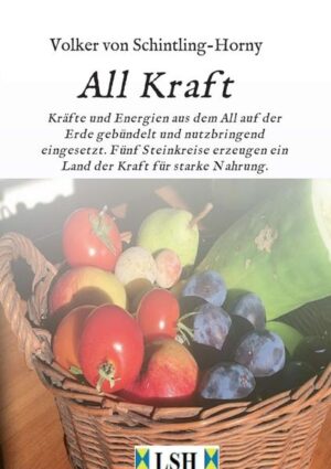 Aus den megalithischen Steinsetzungen lernen und in die heutige Zeit einbringen. In diesem Buch wird ganz einfach gezeigt, wie „Orte der Kraft“ durch fünf kleine Steinkreise erzeugt werden und „Mutter Erde“ sowie allen Lebewesen so auch uns All-Kraft-Energien zuführen. Es ist eine Akupunktur der Landschaft. Kosmische Energien, wie Nicolas Tesla sie nannte, oder Wilhelm Reichs „Orgon“, so auch das „Od“ des Freiherrn von Reichenbach sind diese hier beschriebenen All-Kraft-Energien AKE.