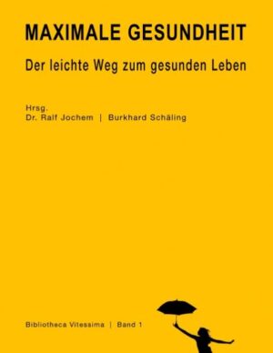 Dr. Ralf Jochem und Burkhard Schäling entzaubern in ihrem Ratgeber auf unterhaltsame Weise Ammenmärchen rund um die Gesundheit. Im Teil 1 klärt das Buch die Frage, was Gesundheit überhaupt ist. Allein die veraltete Vorstellung von Gesundheit als Abwesenheit von Krankheit hindert viele Menschen daran, das in ihnen schlummernde Potenzial zu maximaler Gesundheit zu nutzen. Teil 2 entlarvt einige der größten Krankmacher, vor allem bei der Ernährung. Der 3. Teil beschreibt die Hauptsäulen maximaler Gesundheit: positives Denken, gesunde Ernährung und maßvolle Bewegung. Im 4. Teil geht es um aktuelle Ernährungstrends und Superfoods. Die 60 Fotos und Illustrationen lockern den humorvollen Text zusätzlich auf. Dabei wiederholt das Buch nicht die radikalen, oft unzumutbaren Forderungen der »Gesundheits-Gurus«. Vielmehr möchte es den Leser ermuntern, an den richtigen Stellschrauben zu drehen, um mit minimalem Aufwand zu maximaler Gesundheit zu gelangen. Mitunter verbessern schon kleine Veränderungen die Lebensqualität dramatisch. So kann jeder mehr Rückenwind im Alltag gewinnen. Das Credo der Herausgeber: Es gibt einen leichteren Weg zum gesunden Leben. Und jeder kann ihn gehen.