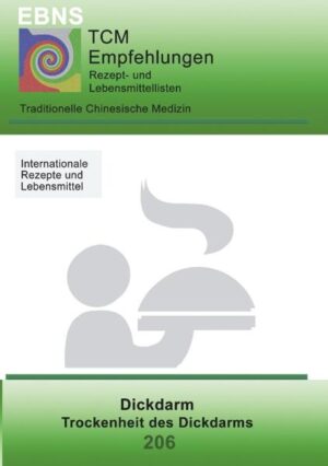 EBNS - Ernährungsberatung nach Syndromen - Rezepte- und Lebensmittellisten für die Ernährungstherapie der Traditionellen Chinesischen Medizin (TCM). Die Rezepte sollen das betroffene Syndrom unterstützen und durch guten Geschmack motivieren. Die Lebensmittel werden in Kategorien Empfehlenswert, Ja, Weniger und Nein angezeigt und helfen bei der Orientierung wenn eigene Rezepte gekocht werden sollen.