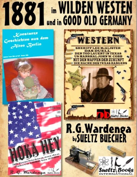 Vier Western erwarten Sie. Manchmal mit etwas Science Fiction angehaucht. In DAS DUELL kämpft Sheriff Lee McAlister für Recht und Ordnung. Um Wasserversorgung und Rindersterben geht es in DER TOD LAUERT IN TEXAS. Weiterhin muss Marshal John W. Cobb gleich zwei Städte retten, in MIT DEN WAFFEN DER ZUKUNFT. Die letzte Geschichte ist DIE RACHE DES TEXAS RANGERS. Alles spielt um 1880. Was spielte sich um 1880 in Deutschland ab? KONSTANZES VERMÄCHTNIS zeigt es als Zugabe. Eine weitere Zugabe spielt 100 Jahre nach der Wild West-Zeit: HOKA HEY Außerdem: 35 weitere Geschichten spielen in Amerika in den Jahren 1886 bis 2286. Aus den unterschiedlichsten Genres (Krimi, Liebe, Science-Fiction und Horror) sind die Kurzgeschichten.