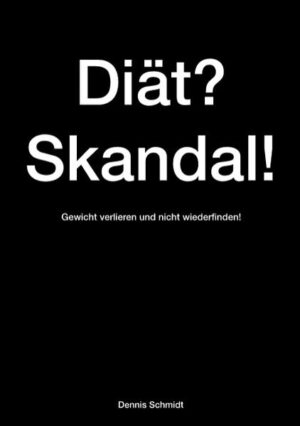 "Findest Du mich zu dick?" - Eine einfache Frage, die wir alle schon einmal gehört oder gar selbst gestellt haben, brachte den Author, Dennis Schmidt, dazu, dieses Buch zu schreiben. Am Beispiel seines Freundes Robby schildert er witzig, motivierend und anschaulich, den Weg zum Traumgewicht - OHNE DIÄT! Mit einfachen und schnell zu erlernenden Methoden räumt der Author mit den meisten Diät-Mythen auf. Das Buch führt und motiviert den Leser gleichzeitig zur Erreichung seines Traumgewichts.