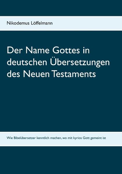 Dies ist kein exegetischer oder apologetischer Versuch. Es ist eine Dokumentation, wie deutschsprachige Übersetzer und Bearbeiter des Neuen Testaments dabei vorgegangen sind, bei der Wiedergabe des griechischen Wortes "kyrios" Gott, den Vater, vom Herrn Jesus zu unterscheiden. Weit mehr als 50 deutschsprachige Übersetzungen und Bearbeitungen des Neuen Testaments oder einzelner neutestamentlicher Bücher verwenden den Namen Gottes in irgendeiner Form (wie JHWH, Ihova, Jova, Jehova, Jehovah, Jahve, Jahwe, Yahweh) im biblischen Text. Solche Übersetzungen von Timotheus Philadelphus, Nikolaus Ludwig von Zinzendorf, Johann Jakob Hess, Carl Friedrich Bahrdt, Simon Grynäus, Johann Jakob Stolz, Christian Gottfried Struensee, Sebastian Mutschelle, Johann Otto Thiess, Dominikus von Brentano, Johann Adrian Bolten, Eucharius Ferdinand Christian Oertel, Heinrich Gottlob Eberhard Paulus, Johann Babor, Wilhelm Martin Leberecht de Wette, Heinrich August Wilhelm Meyer, Johann Friedrich Leonhard Tafel, Petrus Dausch, die Neue-Welt-Übersetzung, Adolf Pfleiderer, Heinz Schumacher und viele andere werden kurz vorgestellt. Doch auch Schriftsteller wie Johann Caspar Lavater, Johann Heinrich Jung-Stilling, Eduard Mörike und Hans Christian Andersen werden erwähnt, die auf die eine oder andere Weise neutestamentliche Texte bearbeitet und dabei den Namen Gottes verwendet haben. Weiters wird gezeigt, welche sonstigen Vorgehensweisen deutschsprachige Übersetzer des Neuen Testaments gewählt haben, um bei der Wiedergabe von "kyrios" den Vater vom Sohn zu unterscheiden: die Verwendung persönlicher Fürwörter in Großbuchstaben (z.B. "ER", "IHM"), die Verwendung von "Gott", "Adonai" oder "Ewiger", die Schreibweise "HErr" oder "HERR" im Gegensatz zu "Herr", und die Verwendung von Zusätzen in Klammern oder Fußnoten. Als Beispiele dienen Martin Luther, David Stern, Philipp Matthäus Hahn, Johann Albrecht Bengel, Hoffnung für Alle, Die Bibel in gerechter Sprache und viele andere.