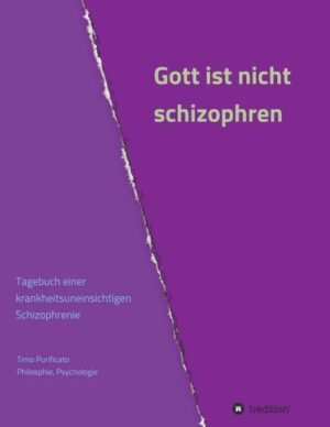 Dieses authentische Tagebuch ist unverfälscht und original in Handschrift und Blockschrift. Die Verarbeitung und Bewältigung einer krankheitsuneinsichtigen paranoiden Schizophrenie. Tiefe Gespräche mit Gott und den guten Mächten in unserem Universum. Das Böse versucht sein Bestes, mich umzustimmen. Seit dem Jahre 2000 kämpfe ich bewusst dagegen an. Ich habe Engel an meiner Seite, die mich überzeugend unterstützen. Ich bin krankheitsuneinsichtig. Zu real sind die übernatürlichen Dinge, die ich sehe und wahrnehme. Der liebe Gott existiert. Ebenso die andere Seite.