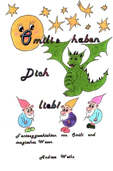 Omilis haben Dich lieb, Fantasygeschichten von Omili und magischen Wesen. Das Buch Fantasygeschichten von Omili und magischen Wesen, baut auf das erste Buch Alltagsgeschichten von Omili und ihrem Enkelkind auf. Jedes Buch ist für sich individuell geschrieben und kann auch einzeln belesen werden. Fantasygeschichten die Fabelwesen, Tiere und Omis betreffen. Mütter, Väter und auch Omas, Opas laden gern zu Reisen in eine Fantasywelt der Kinder ein. Dieses Buch lädt ebenfalls zur Entspannung, Träumen und ein bisschen Reisen in eine andere Welt ein. Alle Menschen, egal ob groß oder klein dürfen träumen und dabei anspannen und entspannen. Da die Bücher in Großdruckschrift verfasst sind, sind beide Bücher für Sehbehinderte geeignet. Inhalt: 1) Kobold- Omili befreit den Mond 2) Eine kleine Reise mit Omili 3) Fee Omili mit dem verzauberten Prinzen und ihren elf Elfen 4) Omilis Goldlöckchen Paula und die Gnomenfamilie 5) Das kleine Schlossgespenst 6) Ein kleiner Engel bei Omili im Wald 7) Omilis Drachenkampf 8) Omilis sprechender Schokoladenpudding 9) Bei Omili ist der Zirkus 10) Omilis tanzendes Radio 11) Omilis Trolle und Waldgeister 12) Omili, die Nixen und der Wassergeist