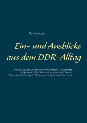 Ein- und Ausblicke aus dem DDR-Alltag, Mauern, Edelobst, Bananen zweimal jährlich, Studienplätze, Polikliniken, SERO, Fallsbeutel, Astronomie, Bückware, Tauschhandel, Teamgeist, Wohnungsknappheit und Vieles mehr Die Autorin berichtet unter anderem von Nachhaltigkeit, die in der heutigen Wegwerfgesellschaft leider weitestgehend verloren gegangen ist. Sie schreibt auch von nur auf Umwegen erreichten Zielen, trotz Versorgungsengpässen gut organisiertem gesunden Essen, Polikliniken, kulturellen Möglichkeiten, Teamgeist, Problemen bei Studienplätzen und Wohnungen, Reisen, Reparationsleistungen und Vielem aus verschiedenen Lebensbereichen mehr. Sie vergleicht soziale und andere Aspekte beider Gesellschaftsordnungen und kritisiert sowohl den Umgang mit erhaltenswürdigen Einrichtungen nach 1989, alsauch aktuelle Unzulänglichkeiten. Menschen, die die DDR nicht selbst erlebt haben, mag Vieles fremd vorkommen. Sozusagen gelernte DDR-Bürger werden manche erwähnte Geschehnisse vielleicht ähnlich erlebt oder empfunden haben. Der Titel des Buches ist eine gewollte Wortspielerei.