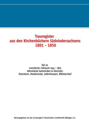 Trauregister aus den Kirchenbüchern Südniedersachsens 1801 - 1850 | Bundesamt für magische Wesen