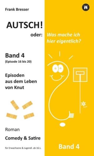 Comedy & Satire (Roman, 4. Band) Knut Pfosten ist ein armer, naiver Tollpatsch, der sein Glück sucht und stets mit höchster Zuverlässigkeit und Bravour volle Breitseite gegen die Wand fährt. Gnadenlos bestraft das Leben ihn mit dem Leben, und er fragt sich immer wieder: »Was mache ich hier eigentlich?« Doch Achtung - ein Knut ist nicht zu unterschätzen. Er lässt sich seine Hoffnung auf die große Liebe, Freundschaft und Geborgenheit im Leben niemals nehmen und hält das Fähnchen des Lebens und der Liebe weiter hoch. Täuscht also der erste Eindruck, und es ist vielleicht doch noch was drin für Knut? Dies ist der vierte Band (Episode 16 bis 20) der vierbändigen Comedy-&-Satire-Roman-Buchreihe von Frank Bresser. (für Erwachsene & Jugendl. ab 16. J.)