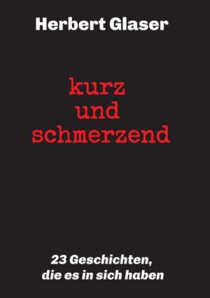 Spannend, fantasievoll, bewegend, aber vor allem überraschend, präsentiert die vorliegende Anthologie erstmals sämtliche Kurzgeschichten von Herbert Glaser, dem Autor des erfolgreichen Romans „Neustart“. Beobachten Sie einen Mann, der versucht, seine Ehefrau vor einem Terroranschlag zu retten. Begleiten Sie einen zum Tode Verurteilten, der am Tag der Hinrichtung eine zweite Chance bekommt. Lernen Sie ein Wesen kennen, das mehr gelitten hat als jedes andere im Universum. Erleben Sie die Welt aus Sicht eines Fußabstreifers. Erfahren Sie, wie ein Todkranker zum Glauben findet. Freuen Sie sich über die erste Liebe zweier Kinder. Insgesamt 23 Storys aus den verschiedensten Genres laden zum Schmökern ein. Darunter die preisgekrönte Erzählung „Endspiel“. Der Autor versteht es ein ums andere Mal, den Leser in die Irre zu führen und die Wahrheit erst mit dem letzten Satz ans Licht zu bringen. Bei Glaser kann man sich eben nie sicher sein.