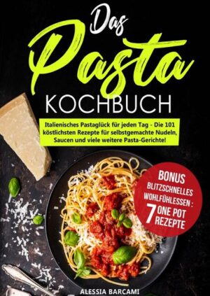 Du liebst einen dampfenden Teller Pasta und suchst nach abwechslungsreichen, alltagstauglichen Rezepten? Wahrscheinlich lässt Pasta den italienischen Flair von Sommer, Sonne & Urlaub vor deinem geistigen Auge erscheinen. Kannst du die leckeren Saucen, das fruchtige Olivenöl & den frischen Knoblauch schmecken? Fakt ist zudem: Nudelgerichte gehen bemerkenswert schnell und einfach, sind preiswert und bestechen durch eine einzigartige Vielfalt, die Lust auf Neues macht. Die 101 köstlichsten Pasta-Rezepte laden dich deshalb zu einer genussvollen Auszeit und 101 Mal kulinarischer Abwechslung ein. Egal, ob schnelle Blitzrezepte für unter der Woche oder gemütlich am Wochenende zubereitete Gerichte...für jeden Zeitplan und Geschmack erhältst du sowohl klassisch-authentische als auch innovative Rezepte. Von Pasta mit leckeren Saucen oder Pestos, saftig gefüllten Nudeln, kalten Nudelsalate für den Sommer oder herzhafte Nudelpfannen bis hin zu süßen Pasta-Köstlichkeiten als Dessert findest du alles, was das Pasta-Herz begehrt und dir das Lob deiner beeindruckten Tischgäste garantiert. Und das hier ist besonders wichtig: Alle Rezepte kannst du kinderleicht & mit alltagstauglichen Zutaten nachkochen! Zu vielen Rezepte präsentiert die Autorin Alessia Barcami vollwertige vegane Varianten. Zudem tauchst du im großen Einführungsteil tiefer in die Welt der Pasta ein: Von ausführlichen Anleitungen für 7 verschiedene Nudelteige (inkl. glutenfreie) über das richtige Auswellen sowie Schneiden und Formen appetittlicher Nudelformen bis zum richtigen Kochen der Nudeln nach italienischer Art... ...bekommst du das ganze Wissen zum perfekten Pasta selber machen in deiner eigenen Küche wie auf dem Silbertablett mit diesem Nudel-Kochbuch serviert. Lasse Dich inspirieren und bestelle Dir nun das Pasta-Kochbuch, damit schon morgen ein neues, köstliches Gericht für dein Pasta-Glück sorgt!