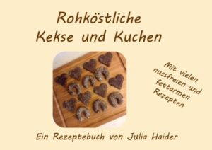 Nach dem Motto „Leckere Kekse und Kuchen müssen nicht immer aus ungesunden Fetten, Mehlen und Zucker bestehen“ ist dieses Rezeptebuch voll mit rohköstlichen Rezepten für Weihnachtskekse, aber auch für leckere gesunde Kekse und Kuchen zu jedem anderen Anlass, oder einfach für den schnellen Schoko-Appetit. Rohköstlich werden Lebkuchenherzen, Vanillekipferl, Schoko-Haselnuss-Kugeln, Brownies und viele weitere Kekse und Kuchen, die vollgepackt mit nährstoffreichen Zutaten sind, zubereitet. Als Bonus findest du ein Rezept für rohköstliches Vanilleeis und wie man Nussmilch, und daraus Nussmehl schnell und einfach selbst zubereiten kann. Die Rezepte in diesem Rohkost „Back“-Buch sind vegan, roh (nicht über 42 Grad erhitzt), milchfrei und laktosefrei, glutenfrei, sojafrei, vollwertig und naturbelassen, ölfrei, ausschließlich mit Trockenfrüchten gesüßt und kommen daher ganz ohne raffinierten Zucker und Agavendicksaft aus. Außerdem sind sie super schnell und einfach gemacht, ohne Backen und ohne Wartezeit, ohne viel Aufwand oder Backkünsten herzustellen, und auch ohne Hochleistungsmixer oder Dörrautomat zu machen. Und Rohkost Süßigkeiten müssen auch nicht immer aus Nüssen bestehen! Einige Rezepte sind auch ohne Nüsse sodass vor allem Nussallergiker, aber auch alle Fans der leichten, fettarmen Rohkost-Bäckereien hier voll auf ihre Kosten kommen. Dieses Rezeptebuch zeigt dass es noch immer eine Vielfalt an gesunden und rohen Keks- und Kuchenrezepten gibt. Und ist der Beweis dafür dass lecker naschen auch gesund möglich ist.