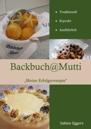 Was wäre Ostern ohne Osterbrot, ein Sommer ohne Erdbeertorte, eine Adventszeit ohne Kekse, Weihnachten ohne Schokoladentorte. Hätte ich doch meine Omi rechtzeitig nach dem Rezept gefragt. Diese Frage hat mich dazu bewegt aus meinen Erfolgsrezepten ein Buch zu schreiben. Im Backbuch @ Mutti entdeckst du langerprobte Backrezepte, von der Torte bis zum Keks und vom Blechkuchen bis zum Brot. Ausführlich und in der richtigen Reihenfolge der Arbeitsschritte beschrieben. Von meinen Kindern getestet und für gut befunden. Durchgeprobte Rezepte, die immer wieder perfektioniert wurden. Traditionell und lecker. Viel Spaß beim Backen!