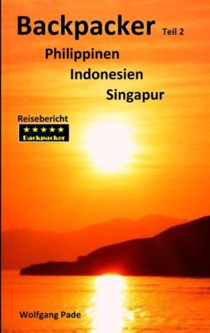 Hier wird das Erlebte auf der Reise, als Backpacker, durch die Philippinen, Indonesien und Singapur berichtet. Teil 2 Nachdem wir in Bali die riesigen Tempelanlagen bestaunten, führt die Route weiter per Boot zu den Gili-Inseln und Lombok. Via Bali geht es nach Yogyakarta um die Tempel zu betrachten, bevor es mit dem Zug über schöne Landschaften nach Jakarta, der Hauptstadt von Indonesien auf der Insel Java, geht. In Jakarta besichtigen wir Museen, Moscheen, Kirchen, usw., anschließend fliegen wir nach Singapur und verbringen dort mehr Zeit um das moderne u. futuristische Singapur zu sehen. Der letzte Stopp ist in Manila, dort geht es kulturell weiter, aber auch die Waterfront u. Mega Mall of Asia besuchen wir, bevor es wieder zurück über Kuwait nach Stuttgart in die schwäbische Heimatgemeinde Illingen in Württemberg geht. Der Reisebericht enthält ca. 350 Farbfotos. Die Tour wurde von Lars u. Wolfgang geplant u. durchgeführt. Als Backpacker, mit nur fünf Kilogramm Gepäck, erlebten wir sehr freundliche u. hilfsbereite Menschen, sahen fantastische Landschaften und beeindruckende historische Gebäude, aber auch sehr moderne und futuristische Einrichtungen. Kulinarisch probierten wir auf dieser Reise fast alles aus.