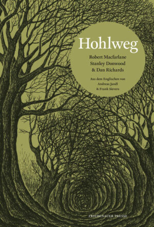 Der Hohlweg, ein in die Landschaft versunkener Weg, führt in eine weitverzweigte Unterwelt, Tunnel der Menschheit. Unzählige Schritte und Wagenspuren haben sich über Jahrhunderte tief in den Grund eingesenkt, Wasserläufe durchspülen den weichen Stein, er wird zu einer Kluft in der Zeit. Was als Pilgerpfad oder Gang zu den Märkten und der See seinen Anfang nahm, gräbt sich tief in das Gedächtnis der Natur: Das verborgene Wegenetz der Hohlwege ist stiller Zeuge steten menschlichen Fortschreitens. Der Wanderer heute, der den Hohlweg betritt, geht unversehens in den Fußstapfen seiner urzeitlichen Vorgänger, er vertieft den Weg und fällt zugleich aus der Zeit. 2005 erkundet Robert Macfarlane mit seinem Freund Roger Deakin die zugewucherten Hohlwege in South Dorset. Die Schattenwelt merkwürdiger Konturen lässt ihn nicht mehr los und er kehrt schon sechs Jahre später, nach dem frühen Tod Deakins, mit dem Künstler Stanley Donwood und dem Schriftsteller Dan Richards zurück in diese Gegend. Was sich wie die Lebenslinien auf der Handfläche in das Antlitz der Natur gesenkt hat, entpuppt sich als Schutzzone für verborgenes, wimmelndes Leben und als Raum für Abenteuer der drei Wanderer: Richard fällt vom Fahrrad, Bäume müssen hochgeklettert werden, im Gestrüpp funkeln Augenpaare unbekannter Kreaturen und hoch über ihnen fegt der Sturm, während die Männer auf dem Grund des tief eingegrabenen Hohlwegs zu schlafen versuchen.