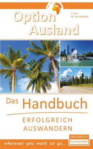 Träumen Sie nicht schon lange von einem Leben im Ausland? Von einem Neubeginn in einem zu Ihnen passenden Lebensumfeld? Wollen Sie Ihren Traum endlich verwirklichen? Und haben sich fest vorgenommen, all das nicht dem Zufall zu überlassen? Dann lesen Sie dieses außergewöhnliche Buch! Wenn auch Sie zu denjenigen Menschen gehören, die im Ausland ihre Chance für einen privaten oder beruflichen Neuanfang sehen und ein solches Vorhaben mit dem Wunsch nach mehr Lebensfreude und einem neuen Lebensgefühl verbinden, dann wird Ihnen das Buch dabei helfen, diese faszinierende Herausforderung voller Zuversicht als das Abenteuer Ihres Lebens annehmen und erfolgreich umsetzen zu können! Der Diplom-Kommunikationswirt Markus Dillenburg und der im Ausland lebende Journalist Reinhard Porr haben sich in diesem professionell konzipierten Buch auf eine besondere Art und Weise mit dem Thema Ausland auseinandergesetzt, die sich grundsätzlich von undurchdachten und naiven Auf-und-davon-Szenarien oder sonstigen windigen Auswandererstories unterscheidet. In fünf aufeinander abgestimmten Kapiteln beschreiben sie sehr detailliert und systematisch eine intelligente Vorgehensweise und behandeln zugleich all jene Themen und Fragen, die für eine zukünftige Lebensplanung im Ausland unverzichtbar sind. Nützliche Hinweise, Tipps und Denkanregungen zu den Lebensbereichen Beruf, Partnerschaft und Freizeit sowie zu den Aspekten Klima, Infrastruktur, Integration, Standortauswahl und vieles mehr machen dieses Buch zu einer im Leben bewährten sowie direkt umsetzbaren Anleitung zum Handeln. Jetzt sollten auch Sie den Mut aufbringen und losgehen. Aber in welche Richtung und auf welchem Weg? Ganz gleich, für welches Land oder für welche Region Sie sich entscheiden - Option Ausland wird Sie Schritt für Schritt dabei begleiten! Aus der Praxis - für die Praxis ! Unter dem Titel `The EXPAT Option - A proven GUIDE to successful Living and Working Abroad` ist dieses Buch auch in englischer Sprache erhältlich. www.option-ausland.com